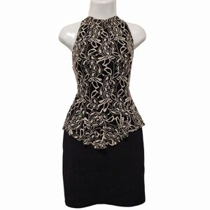 Black Lace Peplum Bodycon Mini Dress